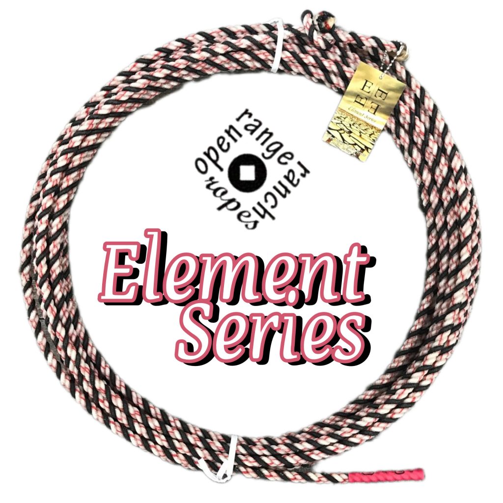 Open Range Ranch Rope - Element Series - Black, White, Red Tracer
