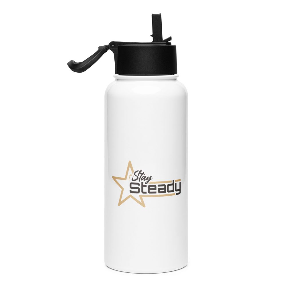 Edelstahl Trinkflasche mit Strohhalm 'Stay Steady'